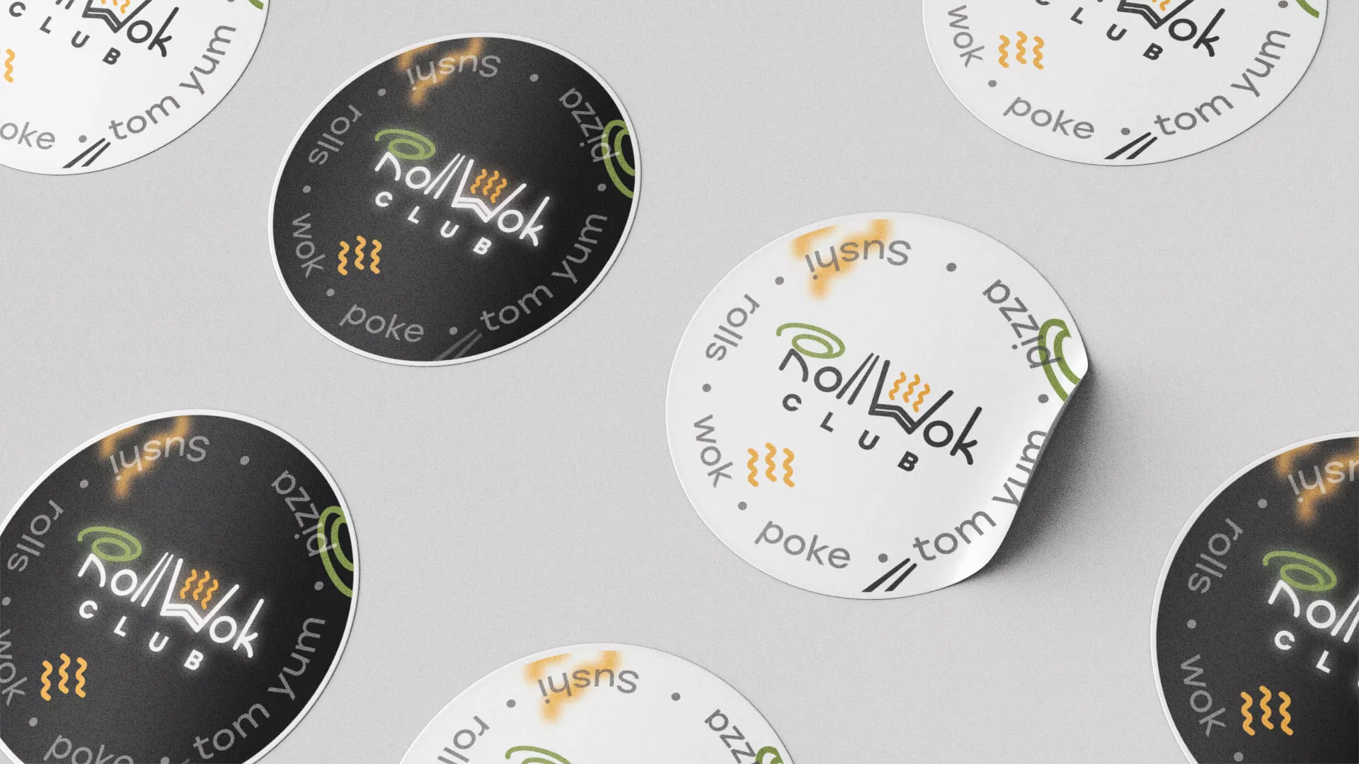 Разработка наклеек для суши-бара «Roll Wok Club» в Балее